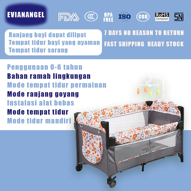 EVIANANGEL Box Bayi Tempat Tidur Bayi Ranjang Bayi Baby Box Bisa Dilipat Box Bayi Tempat Tidur Bayi 
