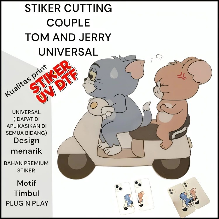 Stiker tutup tangki bensin mobil uv dtf premium stiker kartun lucu kreatif / Stiker cutting couple t