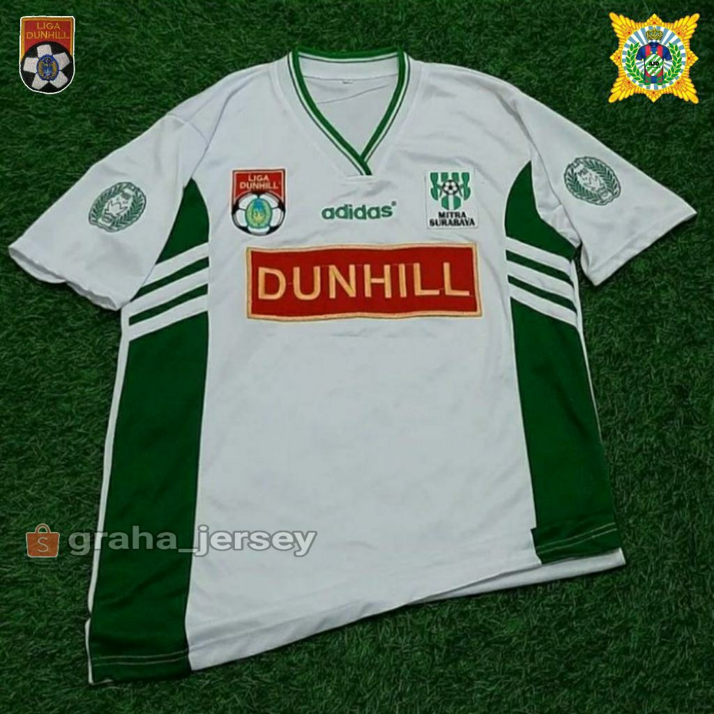 Jersey MITRA SURABAYA Away Liga 1994 - 1995 Liga Dunhil Putih Tosca RETRO Remake Lokal