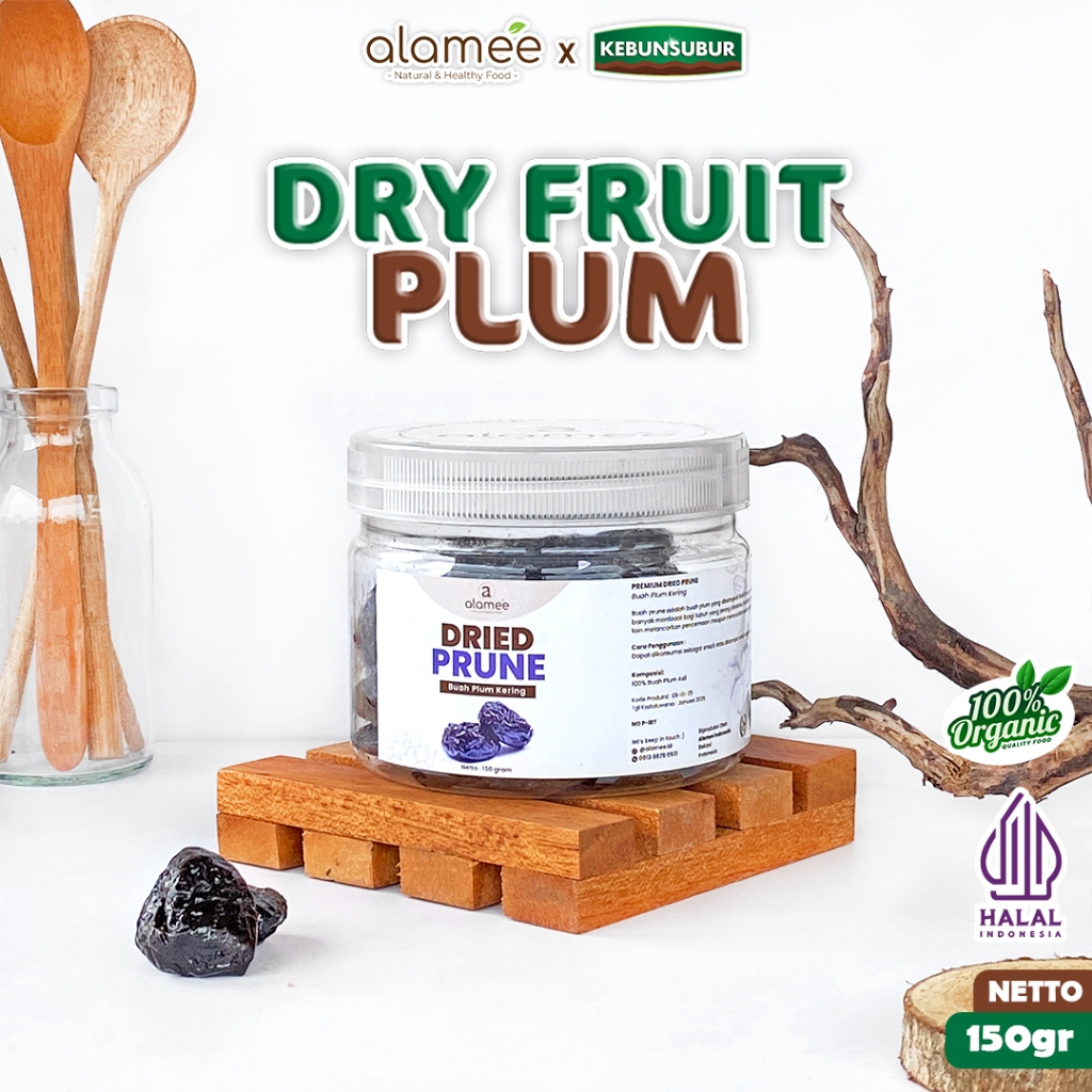 

ALAMEE Dried Prune Cemilan Buah Kering Sehat Plum Kering Rendah Kalori Tanpa Biji 150gr kebunsurbur