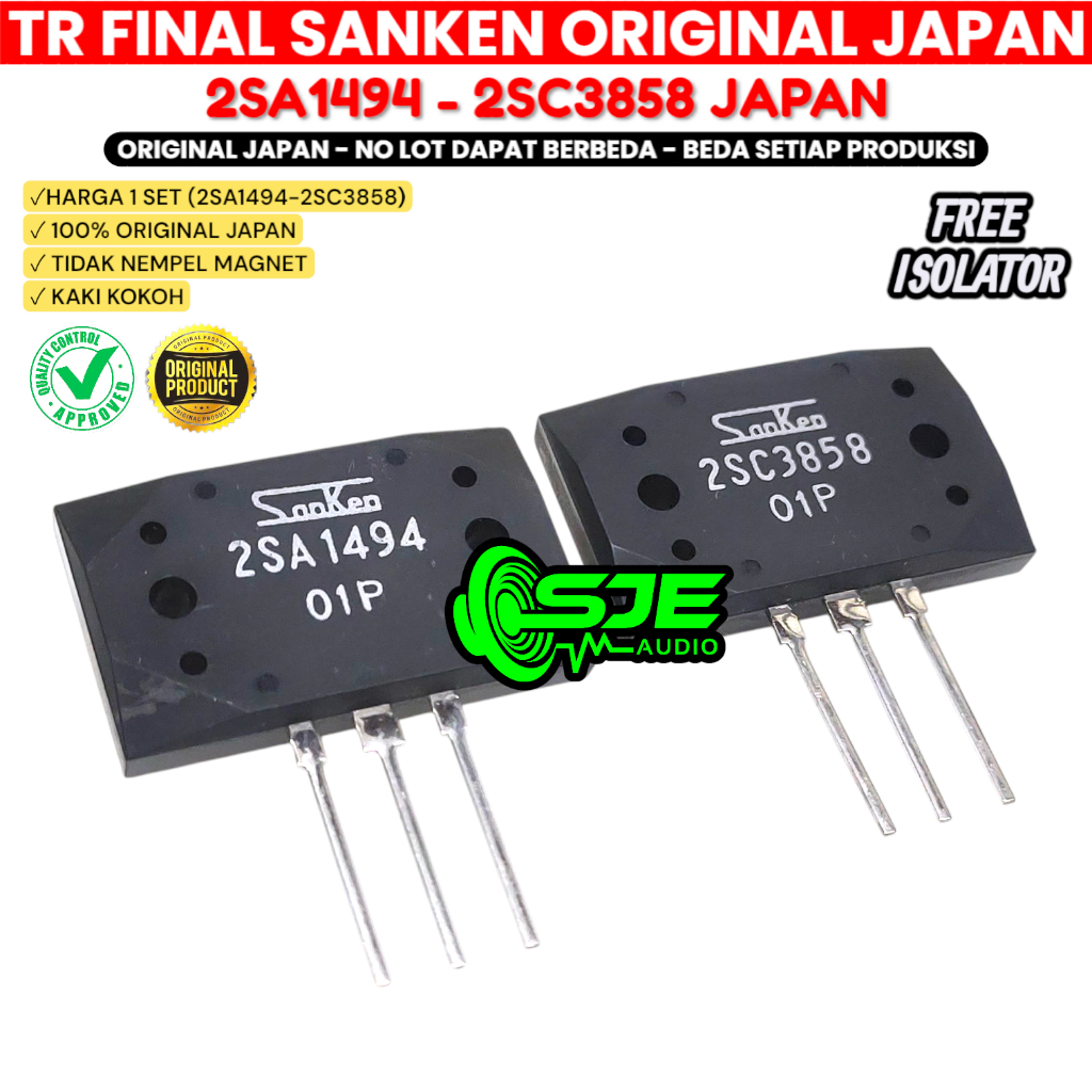 TR FINAL SANKEN 2SA1494 2SC3858 ASLI TRANSISTOR 2SA 1494 2SC 3858 A1494 C3858 JAPAN JEPANG ORIGINAL