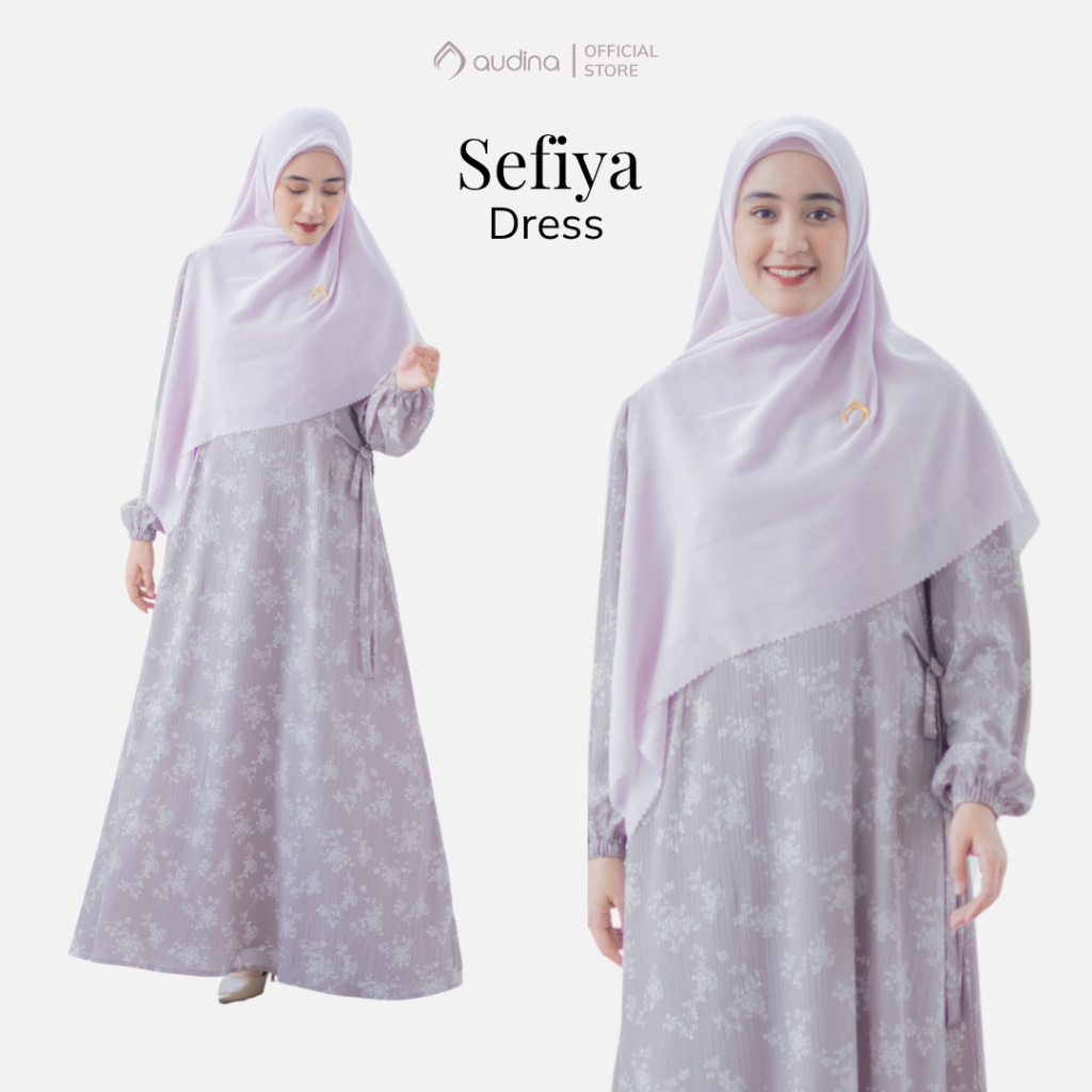 Audina Sefiya Dress Bahan Square Crinkle Motif Bunga Premium Elegan