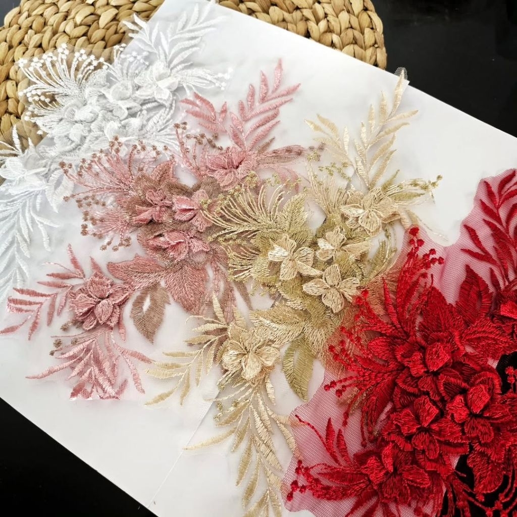 lace bordir bunga 3d