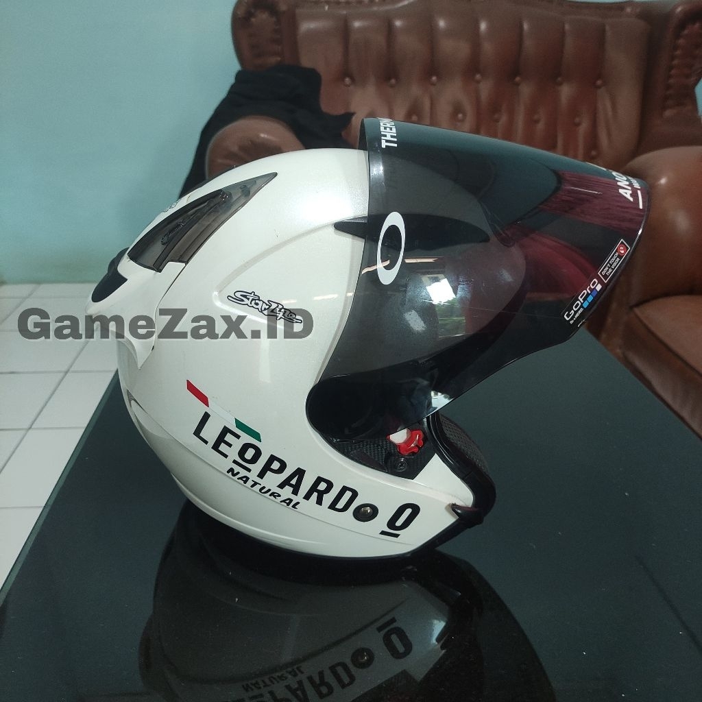 KYT GALAXY FLAT R PEARL WHITE LEOPARD – HELM KYT HALF FACE