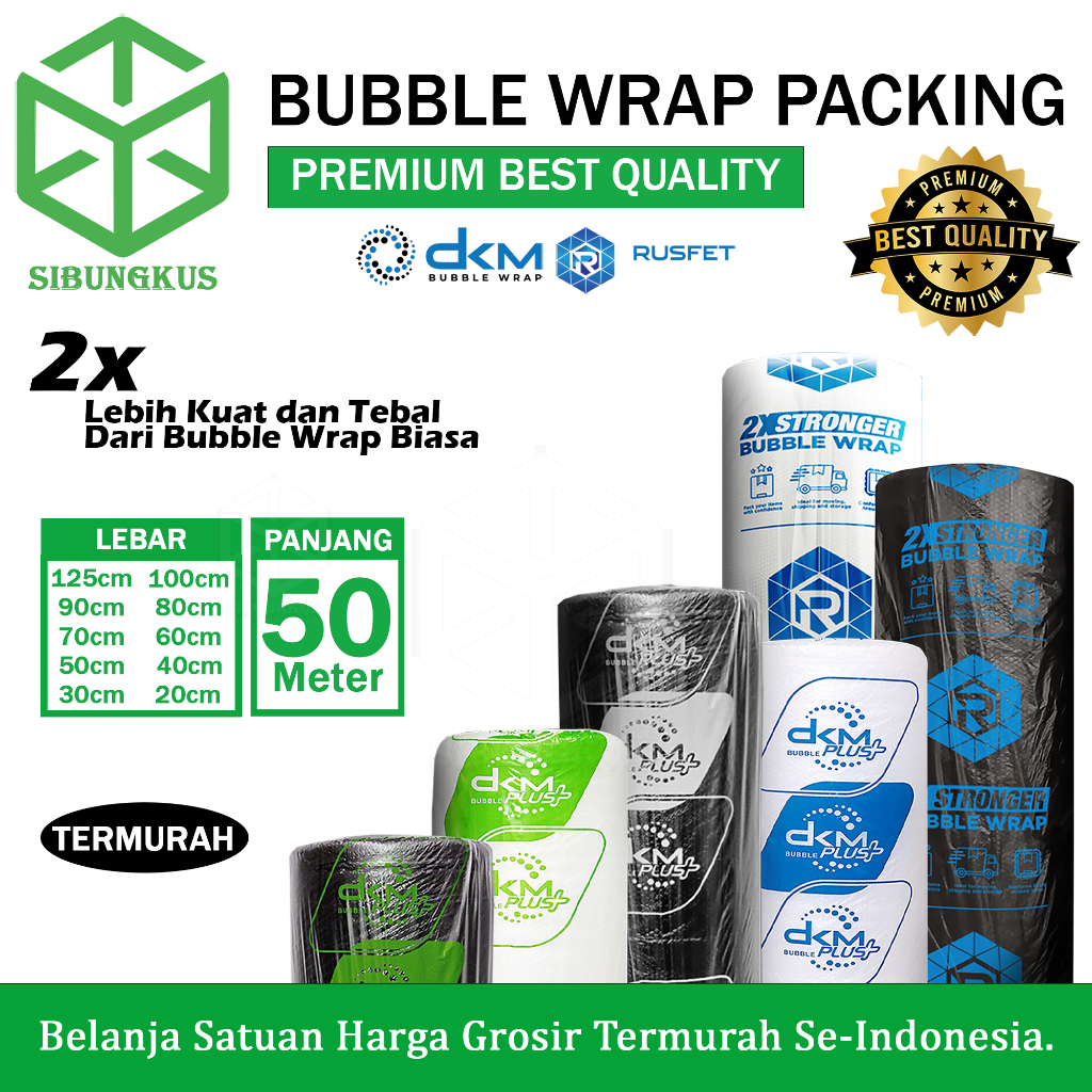 

Bubble Wrap DKM Plus Premium Quality Termurah Plastik Bubblewrap Packing 125cm X 50m Roll