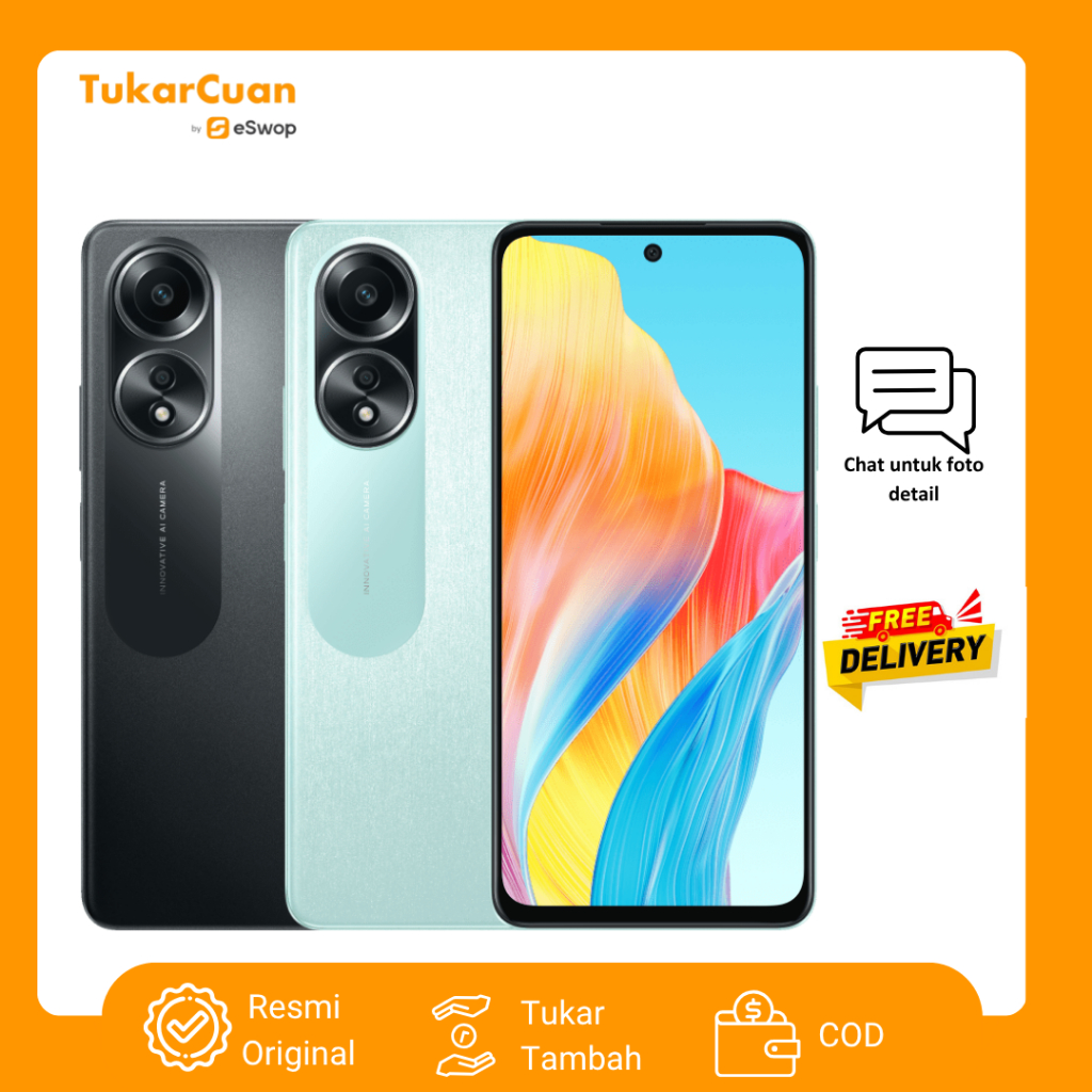 Tukarcuan Oppo A58 6/128GB Resmi Original Unit Only FREE CHARGER