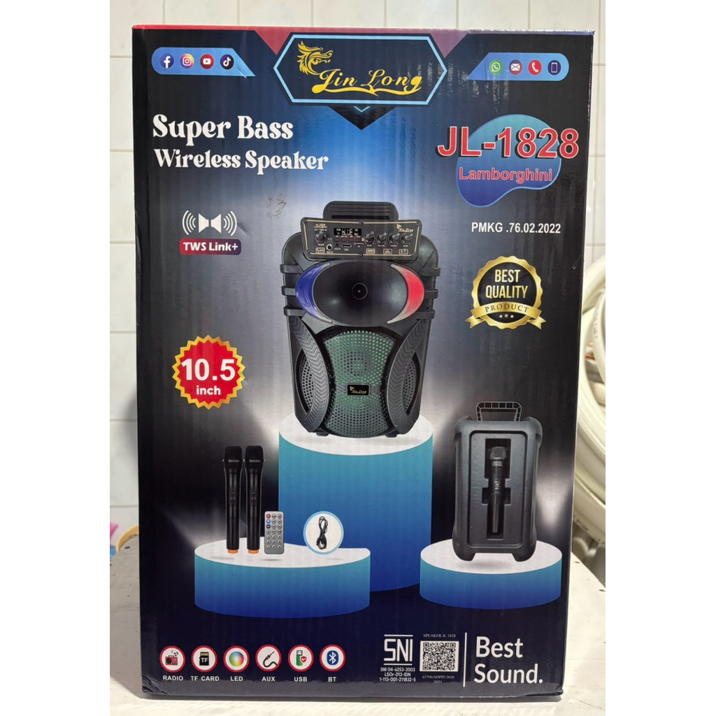 Speaker Aktif Jin Long JL1828 Lamborghini 10.5 Inch / Speaker Karaoke Bluetooth Jin Long JL1828 Lamb