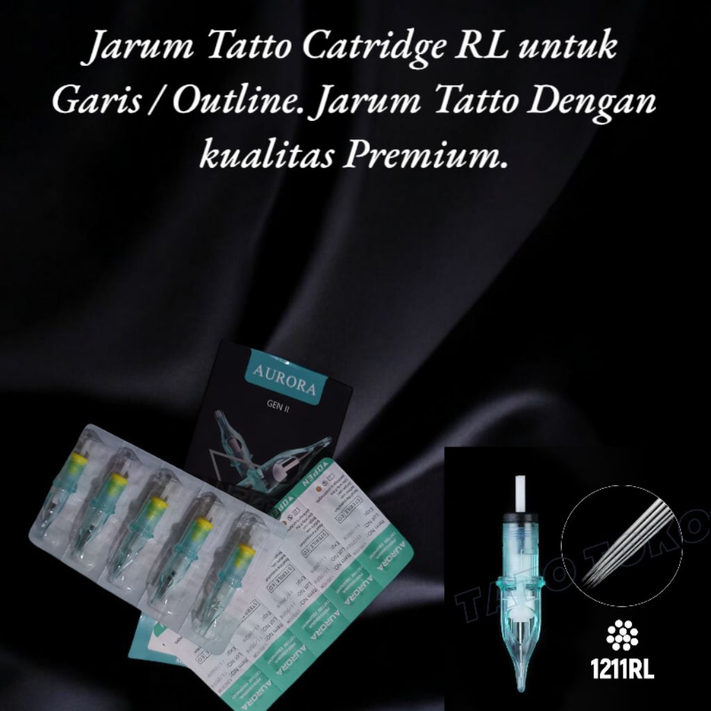 Jarum Tatto Catridge 11RL untuk Garis / Outline. Selembar isi 5 Batang. Jarum Tatto Dengan kualitas 