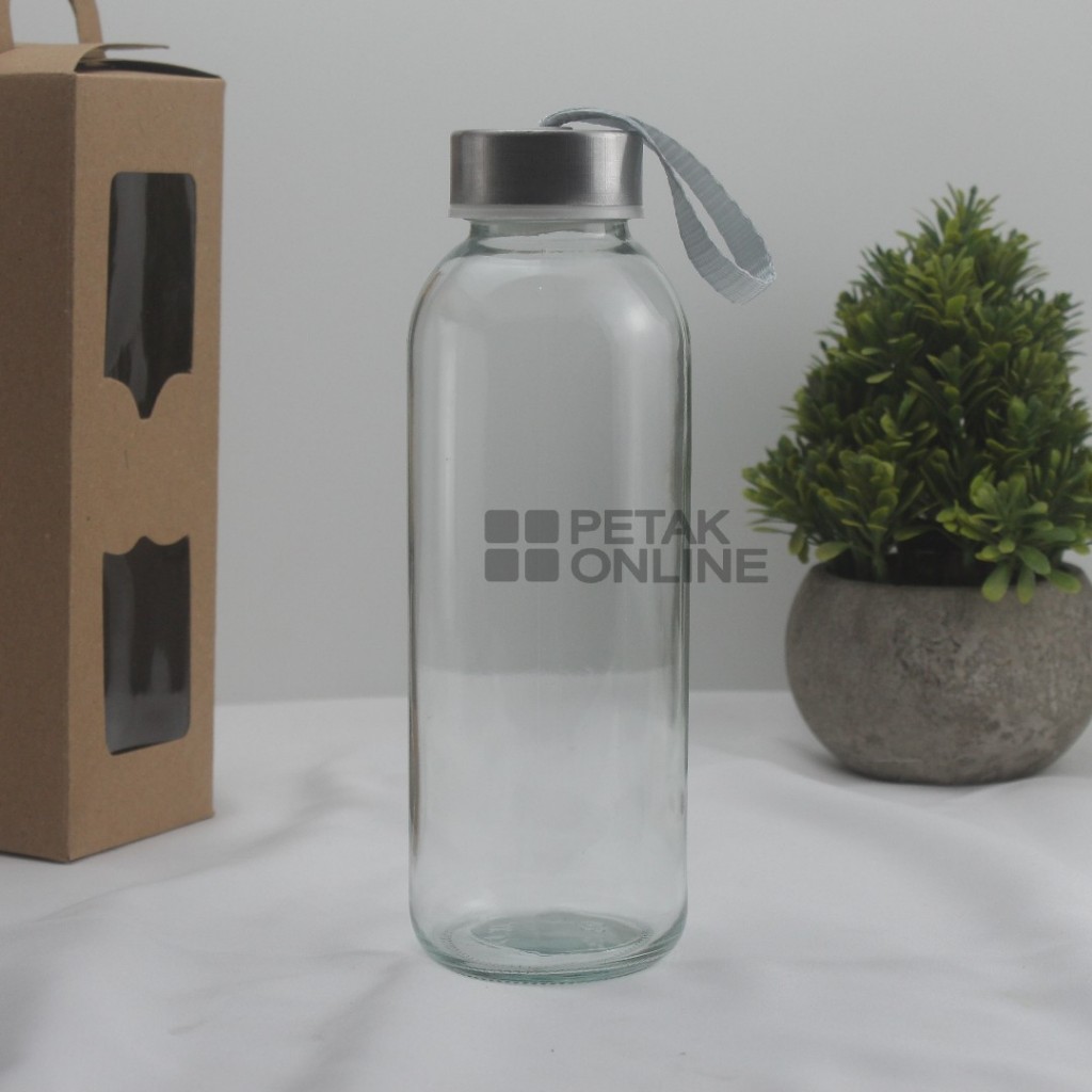 Botol/ Tumbler Bening 420 ml Kemasan Box Tenteng Polos