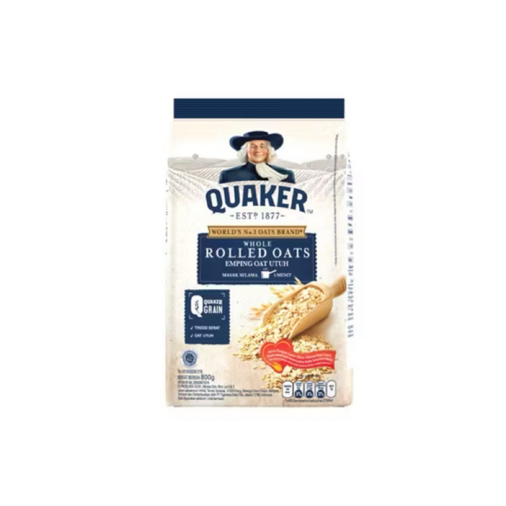 

Quaker Rolled Oats 800g – Gandum Utuh Sehat, Sarapan Praktis Setiap Hari