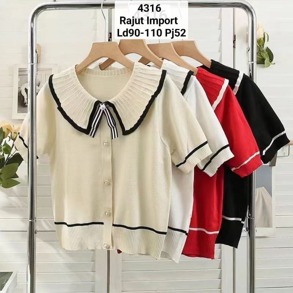 Atasan Blouse Rajut Pendek Korea import premium AS "1971,POLY, SULAM (VAL OKT 0076), POLOS (VL ags 0