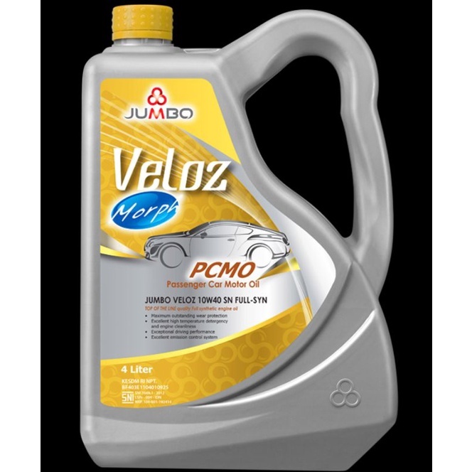 Oli jumbo veloz 10w-40 4L full synthetic