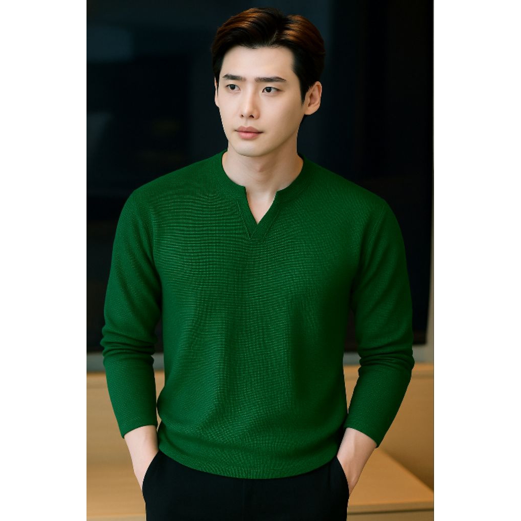 Kaos Polos Pria V neck Wafer Uniqlo - elegance0307 #star