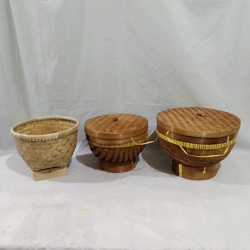 Ceting Bambu Bakul Boboko Dengan Tutup Tempat Wadah Nasi Bahan Anyaman Bambu Ada 3 Ukuran Besar Seda