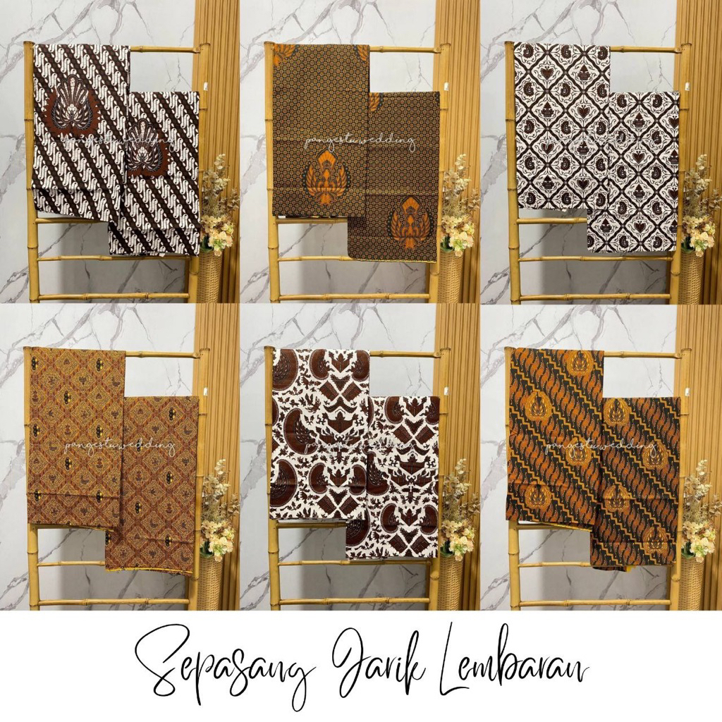 Sepasang Jarik/Kain Batik Lembaran (Isi 2) - Motif Nuansa Coklat dan Putih