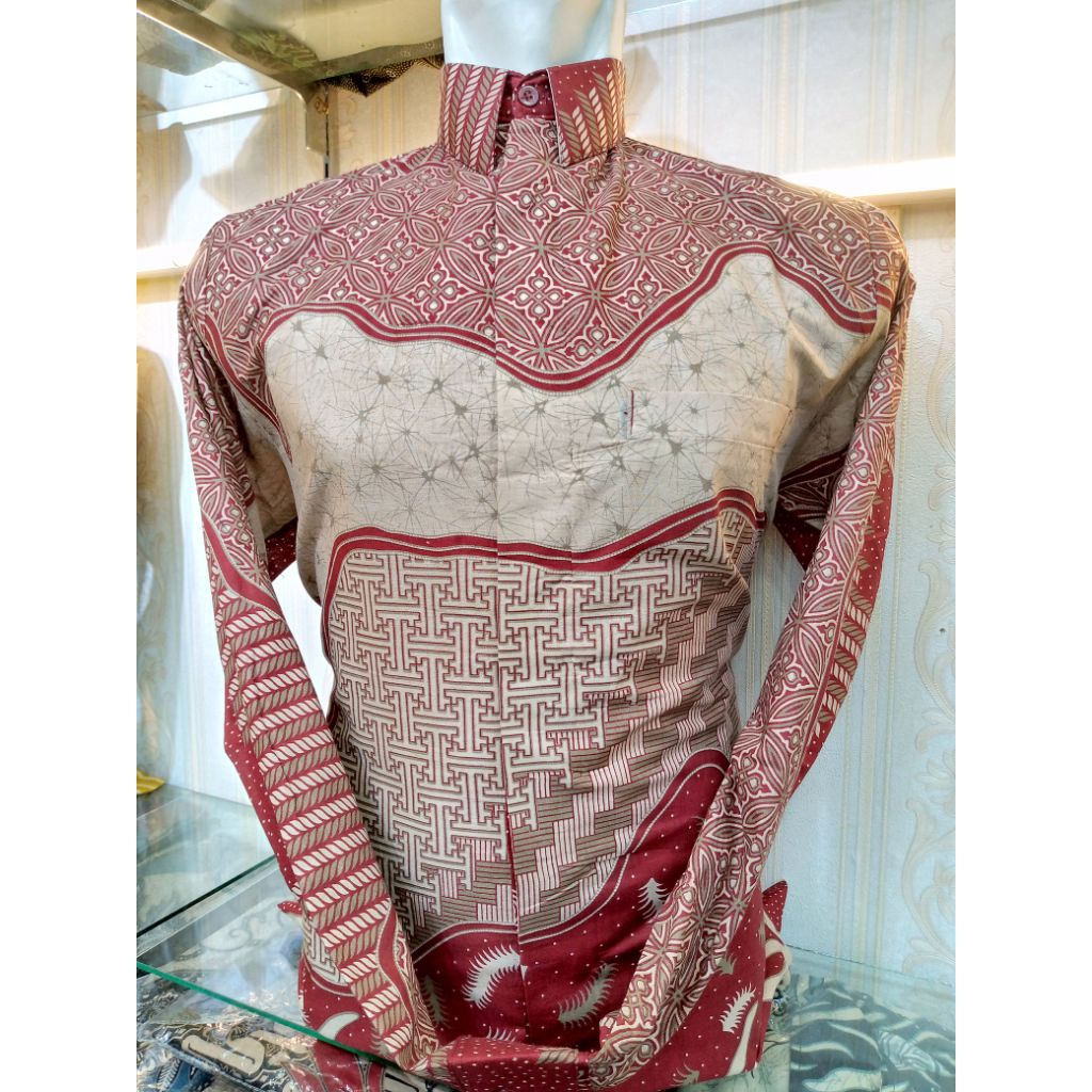 KINARA MAROON batik pria lengan panjang