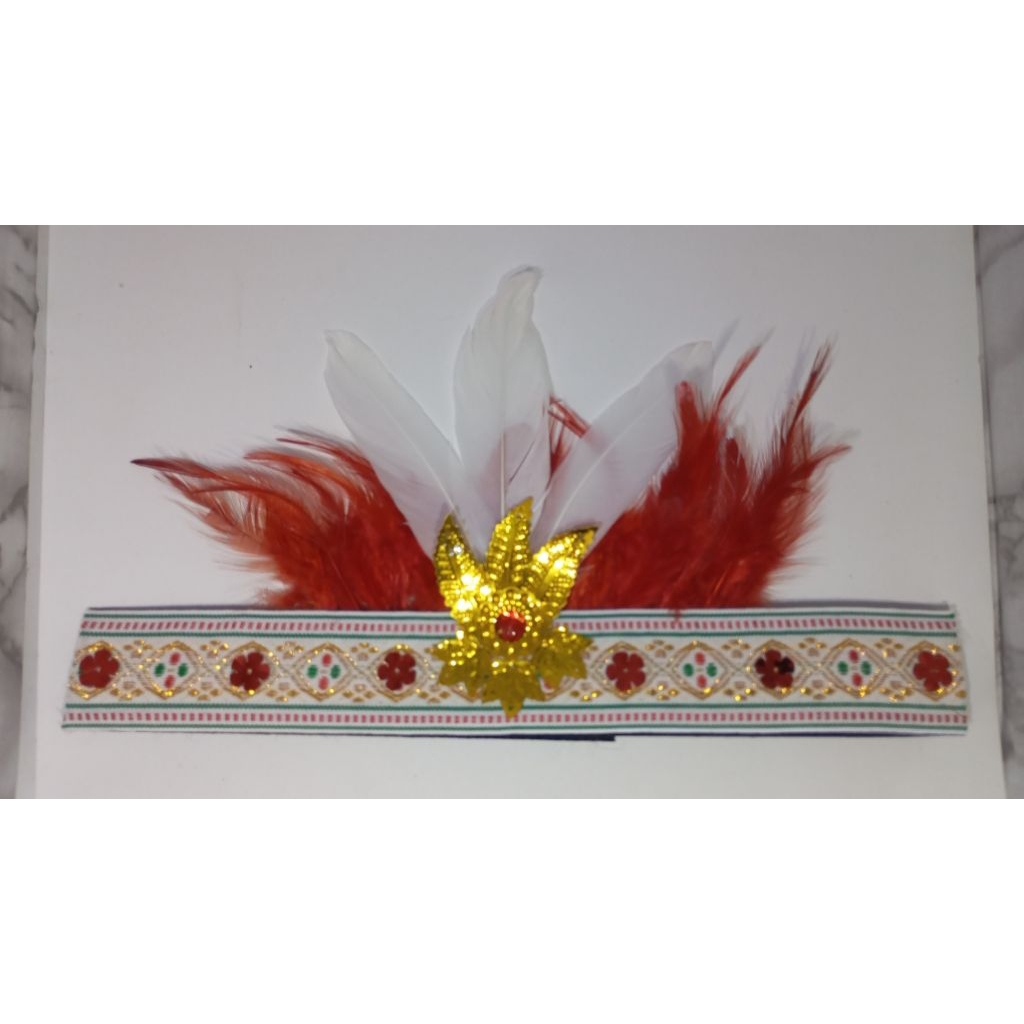Aksesoris Kepala Bulu Merah Putih Khas Adat