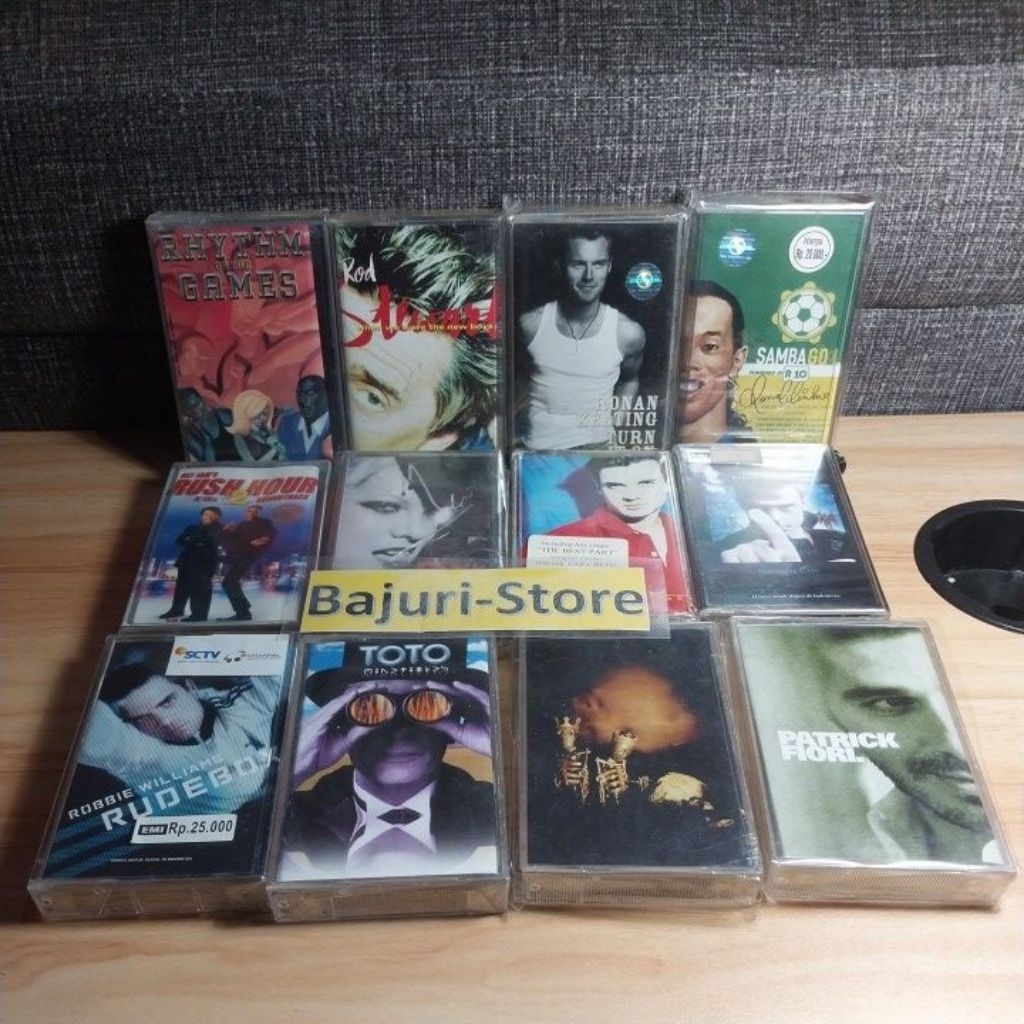 Kaset Pita Barat "Rod Stewart" "Ronan Keating" "Ronaldinho" "Rush Hour = Jackie Chan" "Pink" "Tommy 