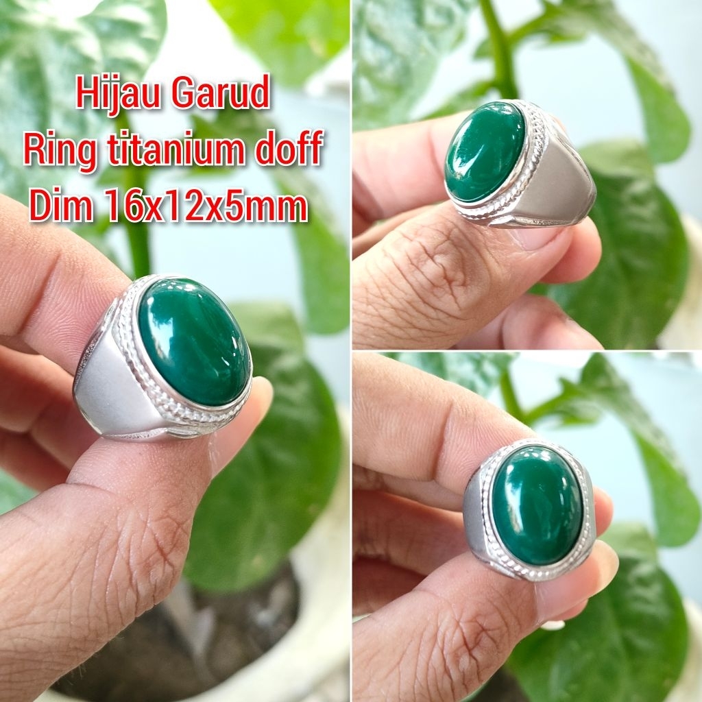 CINCIN PRIA BATU HIJAU GARUT TANGGUNG RING TITANIUM DOFF