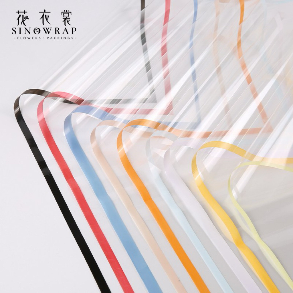 

[1 pack] P-KRW / Kertas Buket Bunga / Wrapping Paper Cellophane / Transparent Line Cellophane / Kertas Bunga Buket Bening Glossy Kaca Transparan Lis Warna Korean/ Flower Paper Craft / Kertas Celopen / Plastik Bunga