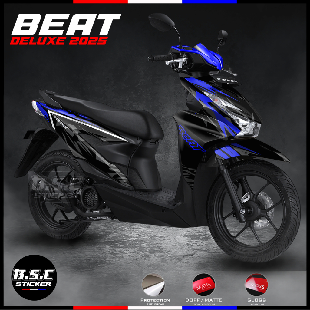 STICKER DECAL STIKER FULL BODY NEW BEAT DELUXE V2 BEAT 2025 MOTIF CRASH BLUE (BISA CUSTOM)