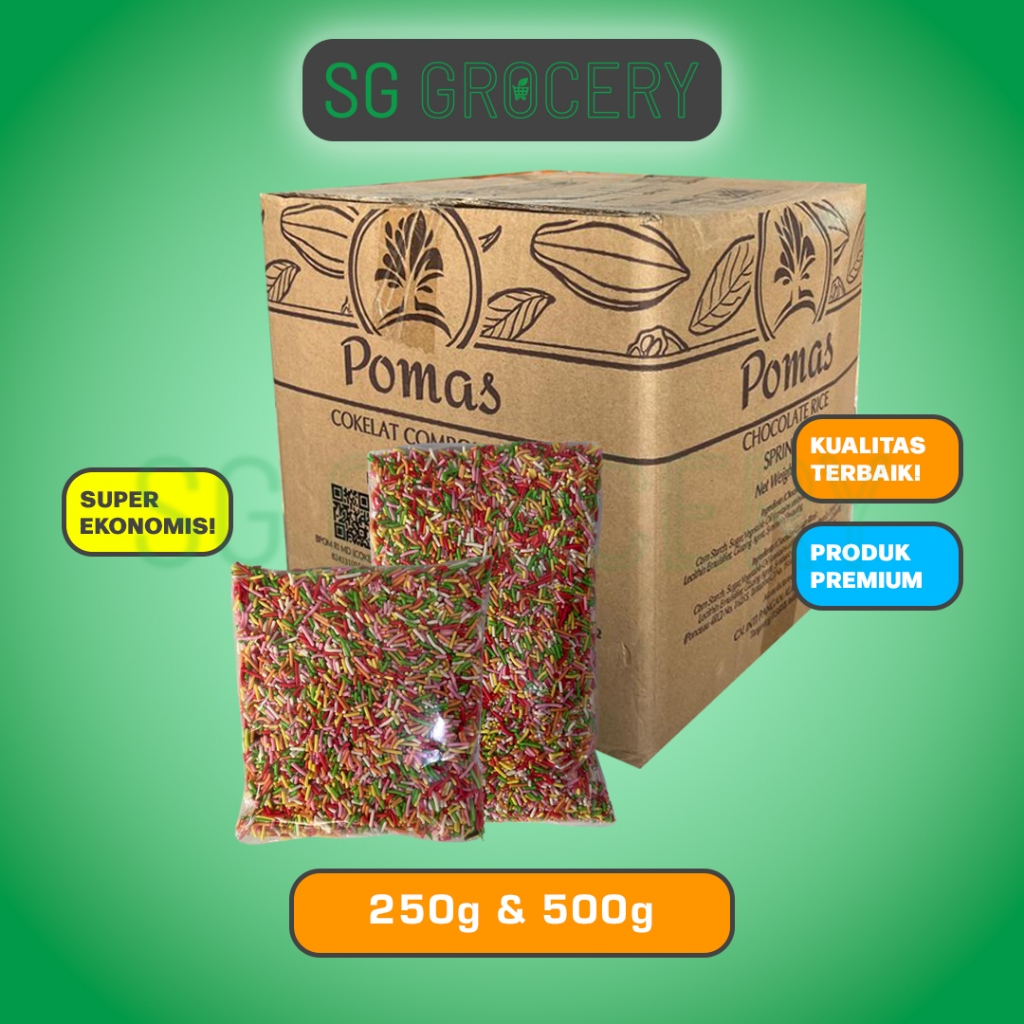 

Meses Sprinkles (warna-warni) Ekonomis POMAS kemasan repack 250 gram dan 500 gram - untuk baking, roti, pastry, bakery - TERMURAH!!