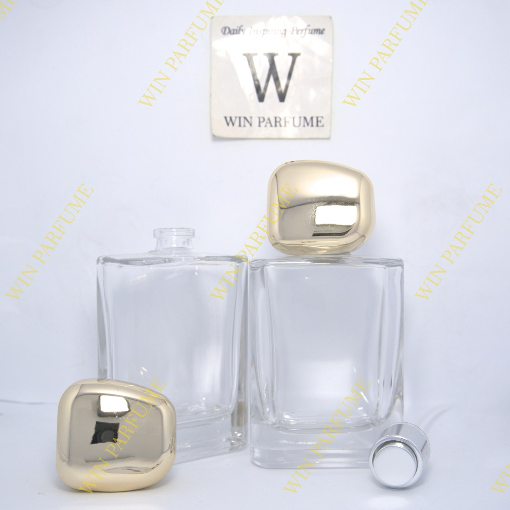 Botol Parfume Mewah 50ml Platinum Semi Press Tutup Gemstone Gold Ring Spray Silver