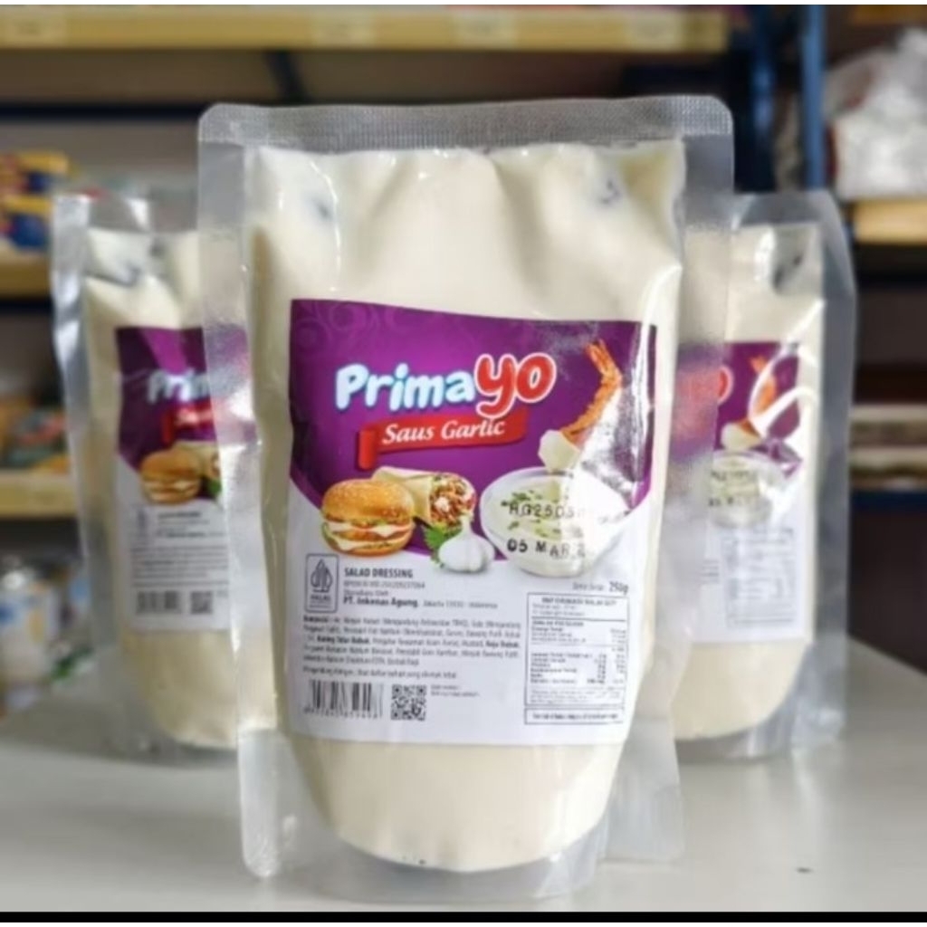 

Primayo Mayonaise Saus Garlic / Garlic Sauce 500gr | Primayo Sauce Bawang Putih
