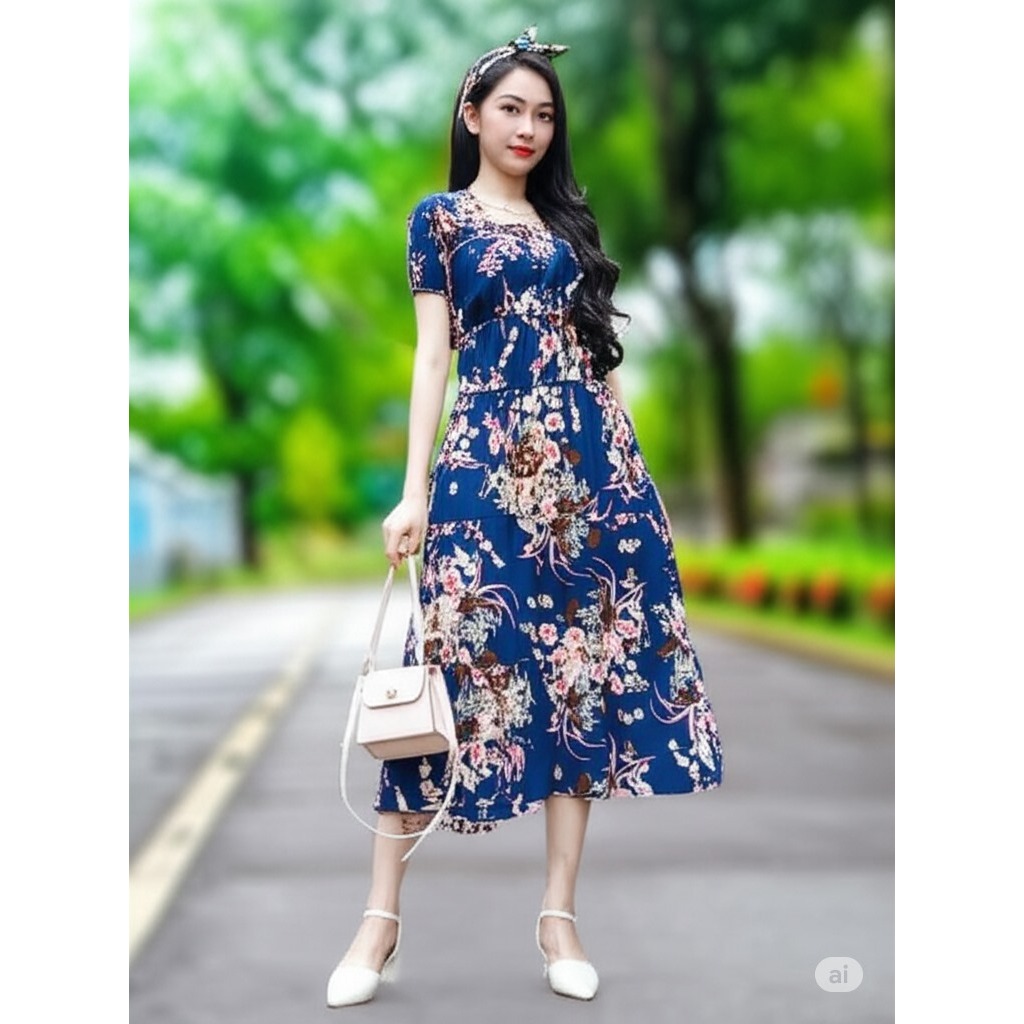 Daster Jumbo Fuji Rayon Lengan Pendek Daster Kekinian Daster Terbaru Daster Fuji Motif Bunga-Bunga