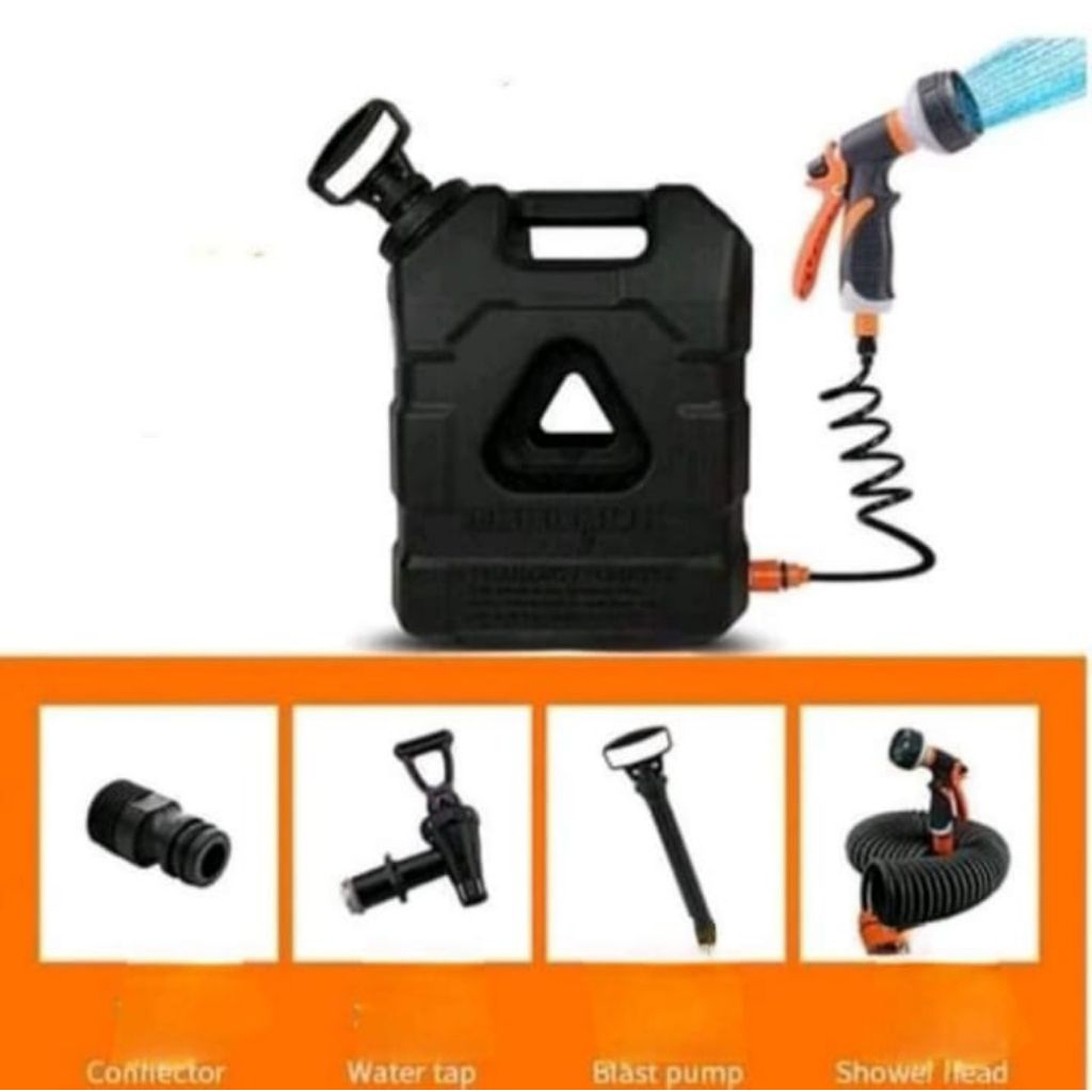 Jerigen Air Kran 21 Liter Warna Hitam | Jerry Can Air Kran 21L Lengkap Shower | Jerigen Air Kran Coc