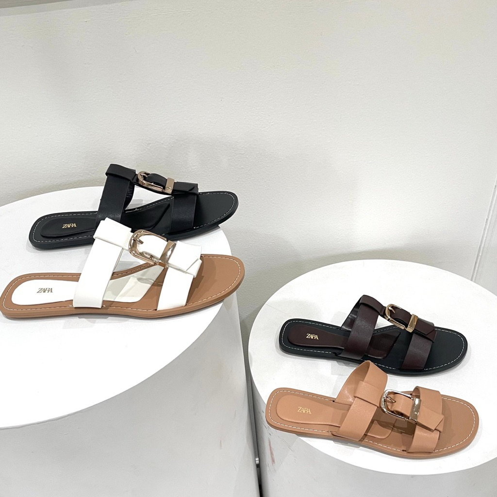 Strappy sandals by Zara with button high quality fashion shoes sandal wanita kantor kerja casual dai