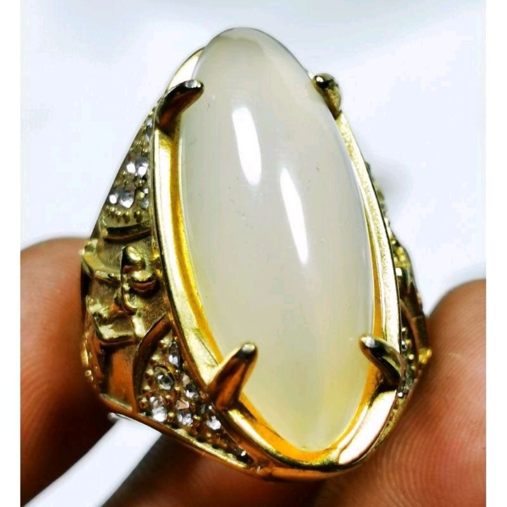 Cincin Batu Akik Pria Pandan Sutra Jumbo Ring Titanium Super Mewah