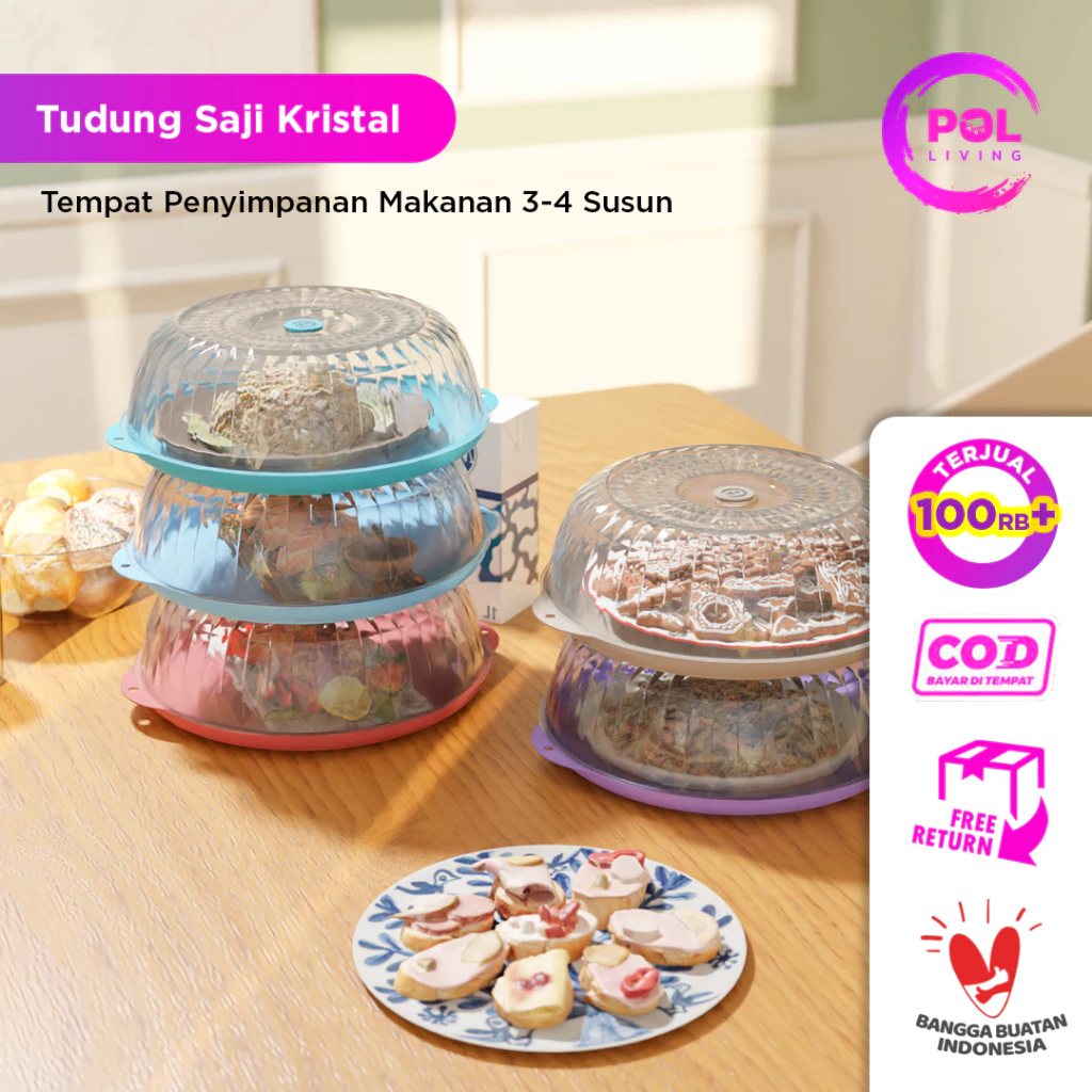 Tudung Saji Kristal 3 & 4 Susun Anti Pecah | Rak Untuk Menyimpan Makanan | Food Pack Storage |