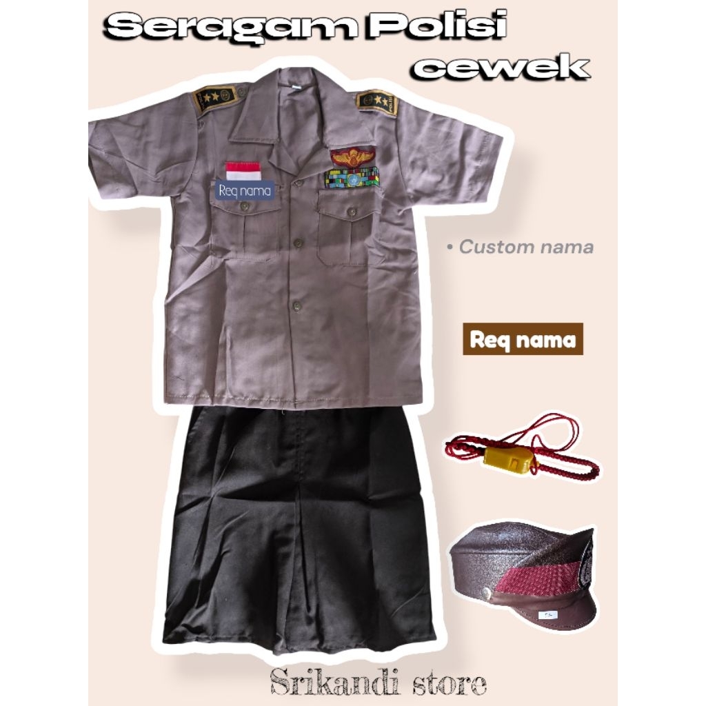 BAJU POLWAN ANAK /BAJU POLISI WANITA ANAK / BAJU SERAGAM KARNAVAL POLISI/ BAJU POLWAN BORDIR NAMA