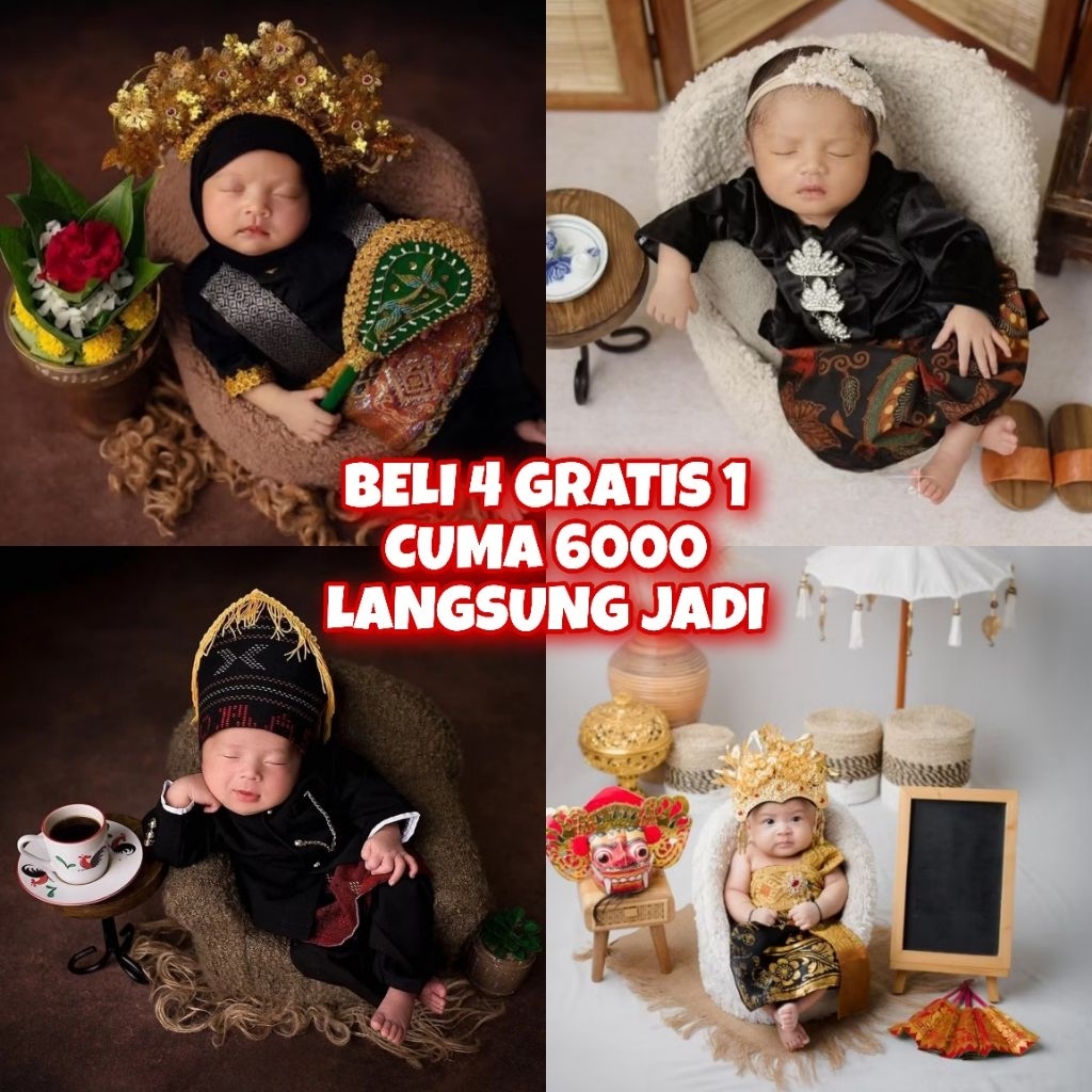 ( LANGSUNG JADI ) EDIT FOTO BAYI NEWBORN COWOK CEWEK TEMA ADAT NUSANTARA 2