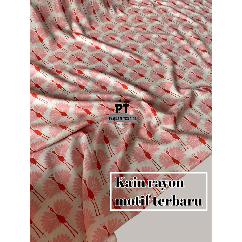 bahan kain katun rayon motif burung/rayon motif terbaru/rayon viscose(harga tertera 50cm)