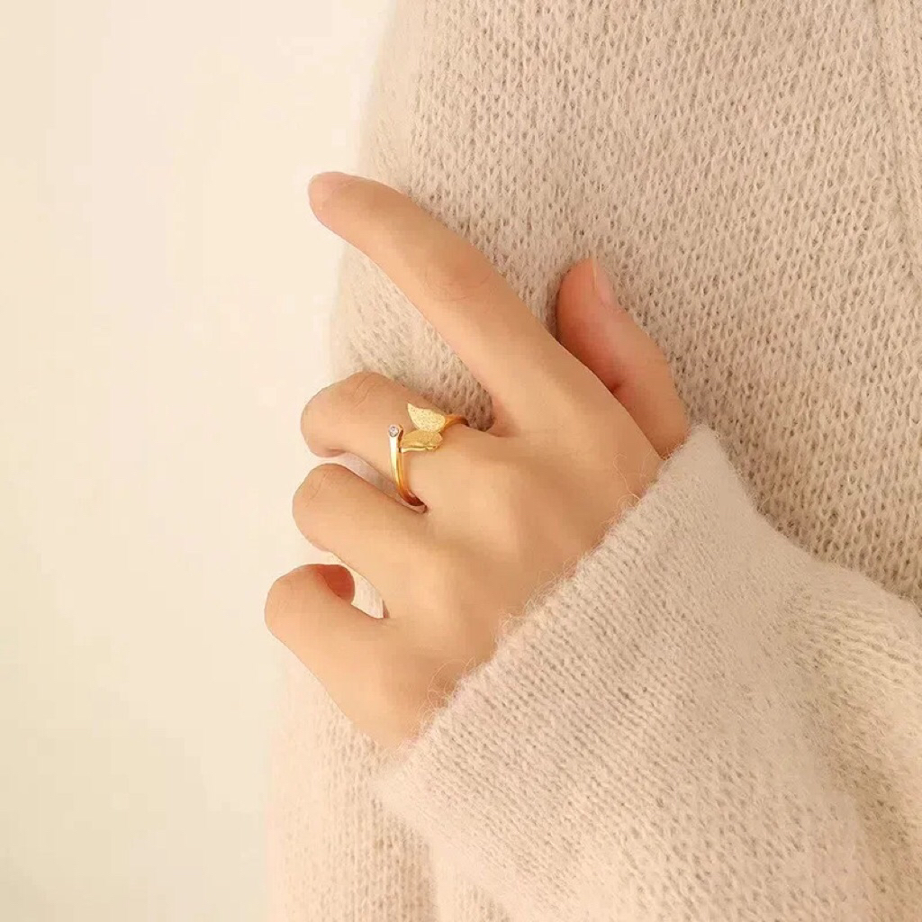 cincin kupu titanium wanita korean style