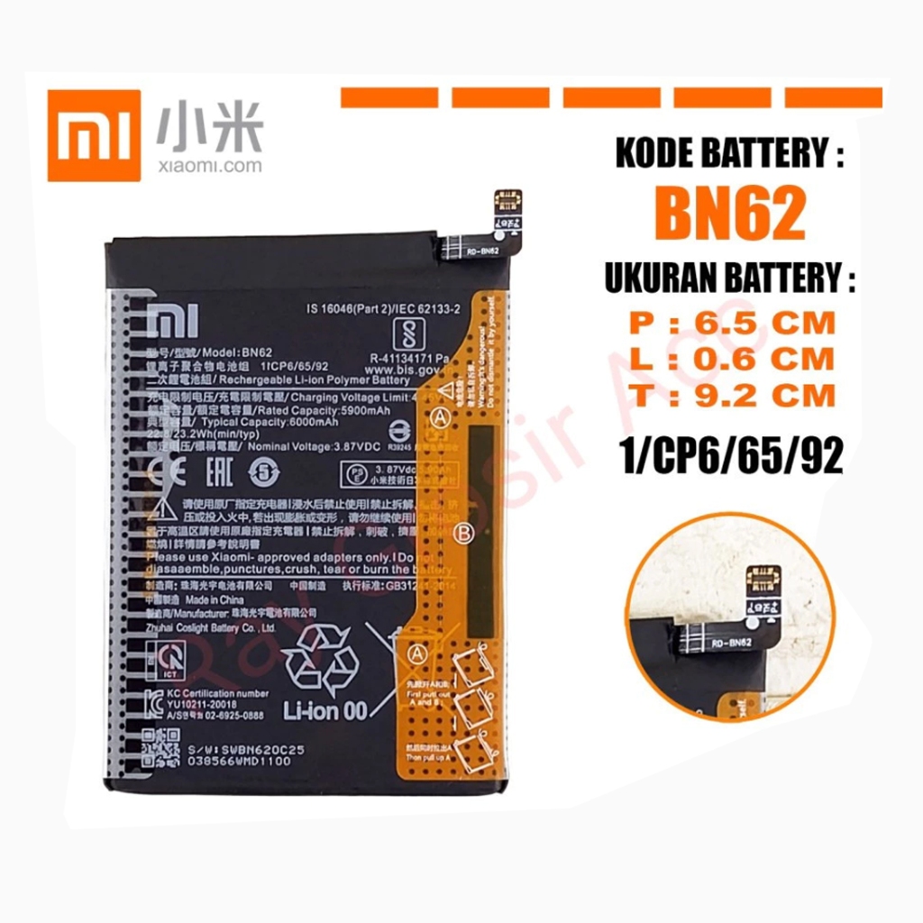 Baterai Original Xiaomi Redmi 9T POCO M3 BN-62 BN62 BN 62