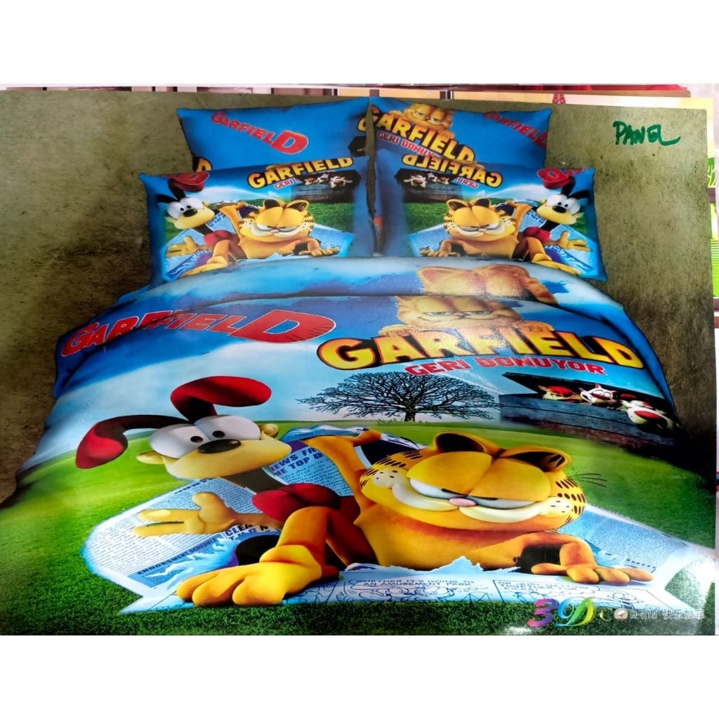 Sprei katun Jepang motif Garfield homemade