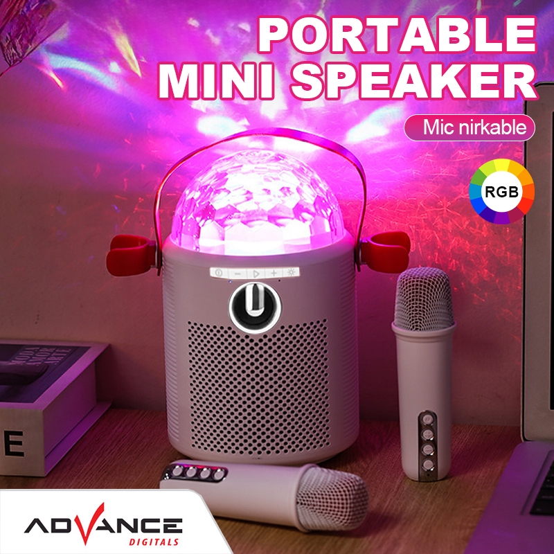 Advance Speaker Bluetooth Free 2 Mic Besar Karaoke KTV Rumah Mikrofon Ganda Speaker Volume Besar Ste