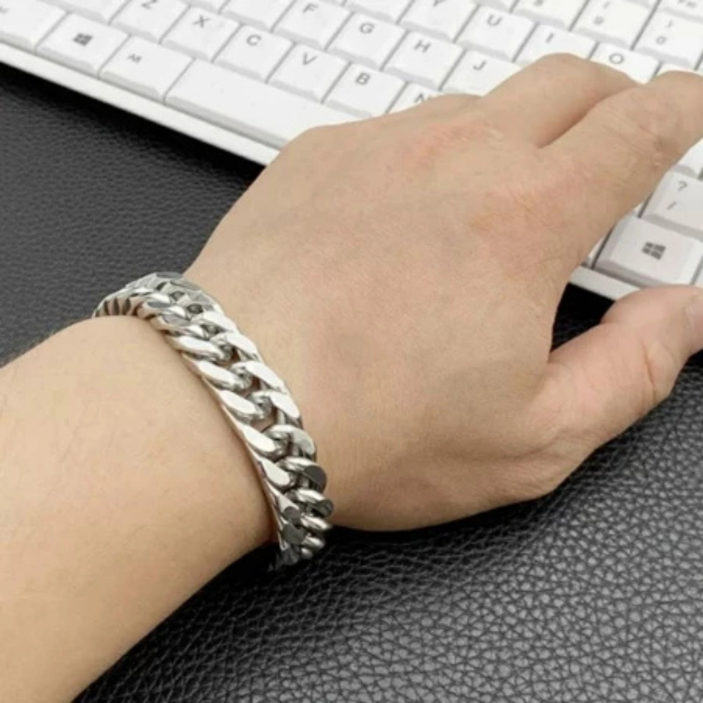 Gelang Titanium Asli Besi Putih Pria Titanium Tahan Lama Fashion Kece | PUSAT TIMUR GP9