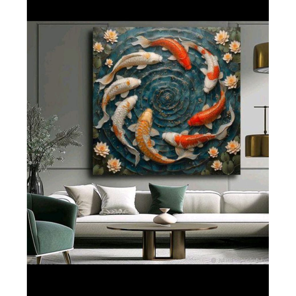 lukisan koi tektur pengsuy minimalis