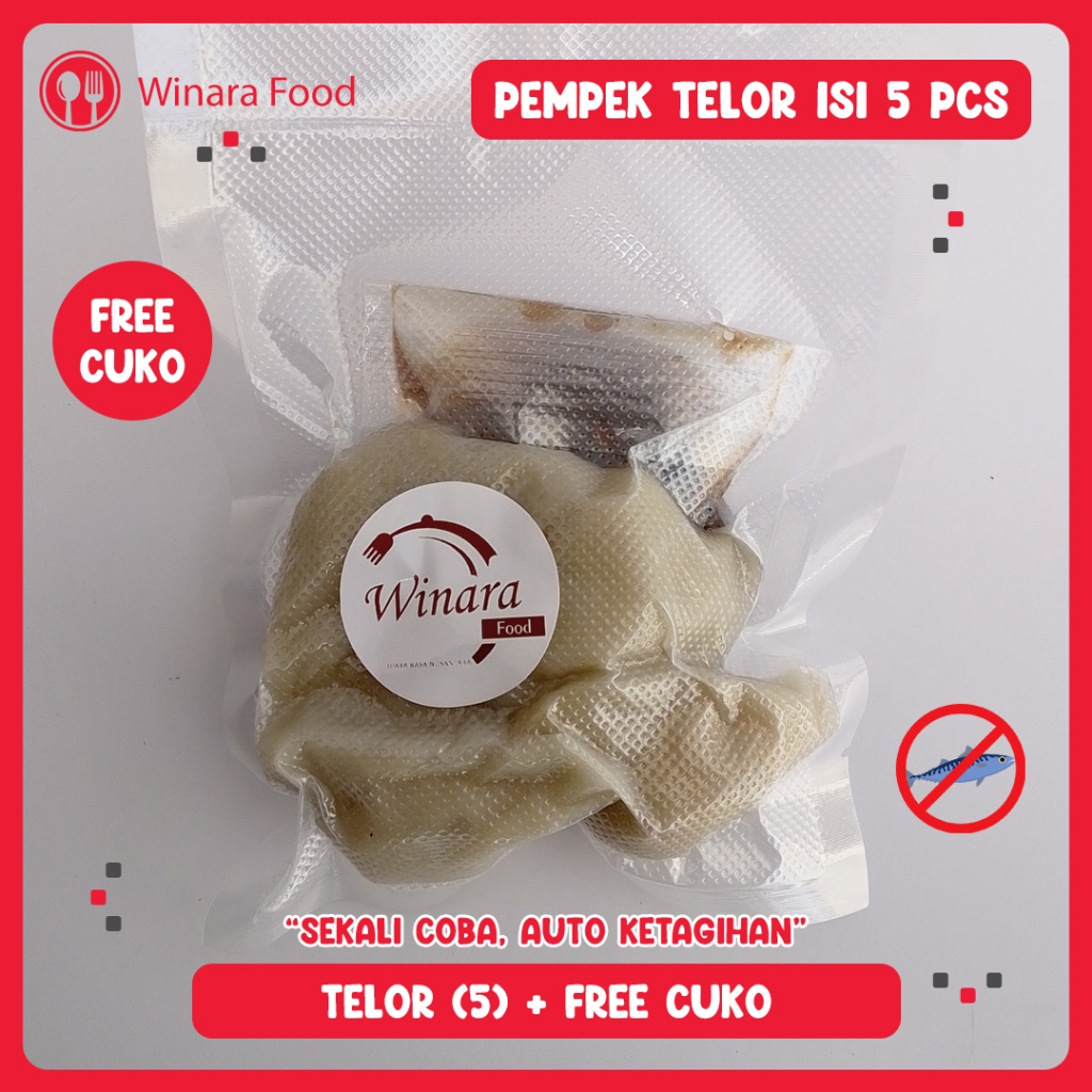 

Pempek Telor isi 5 pcs - Pempek DOS Tanpa Ikan - Pempek Palembang - Pempek Cuko Sedap
