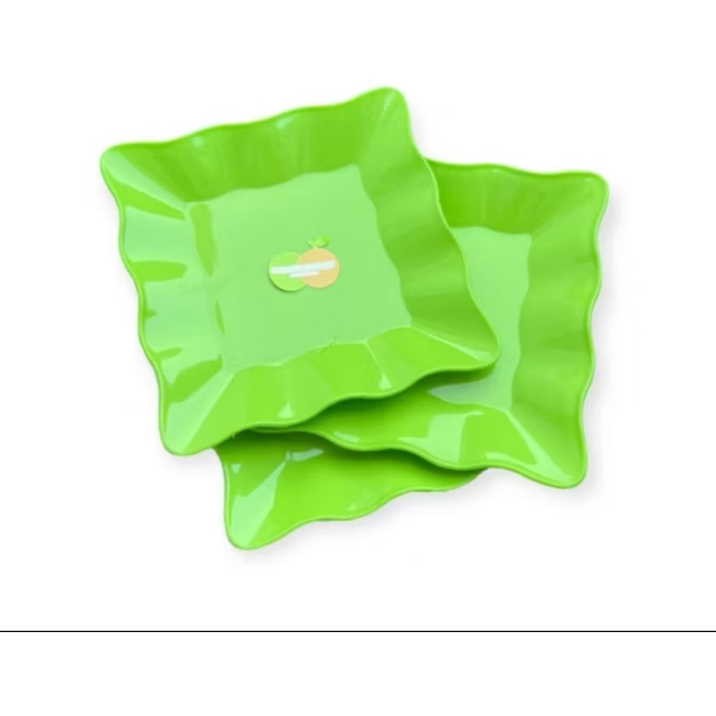 Piring Kue Segi Plastik Hijau Golden Sunkist 1 lusin