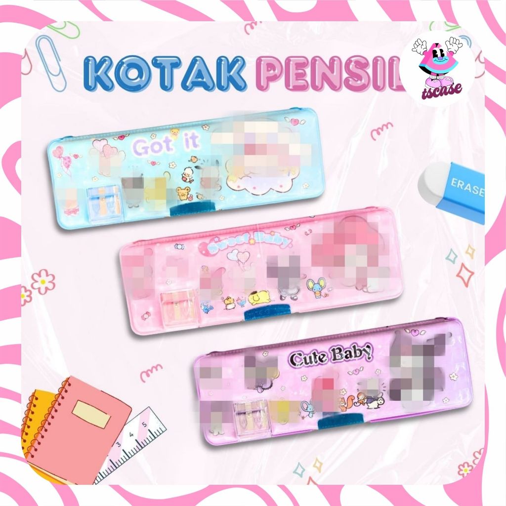 

[ATK] Tempat pensil karakter magnet 2 sisi / pencil case Karakter kartun lucu (4)