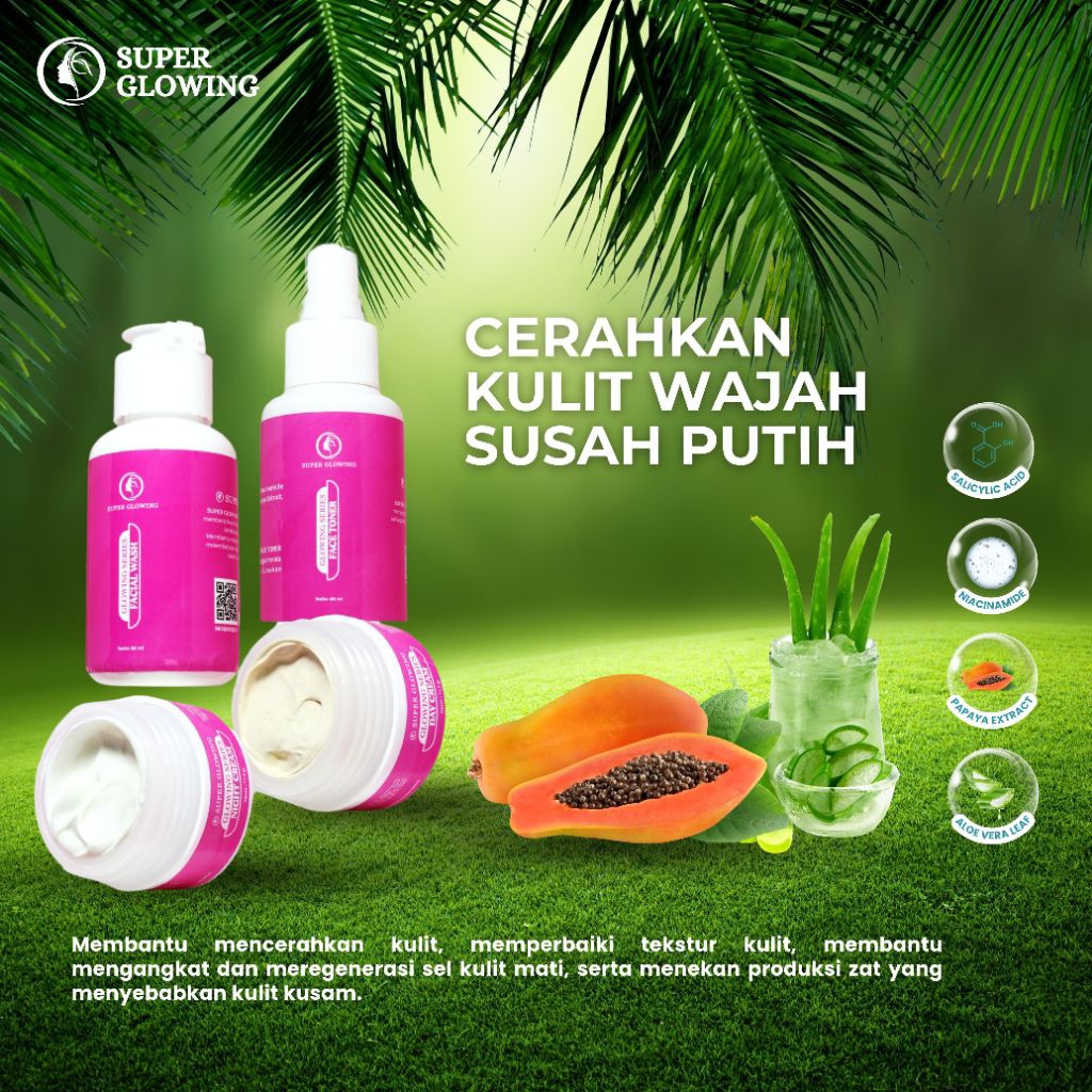 SUPER GLOWING Cream Wajah Glowing Acne Flek Paket Wajah Super Glowing
