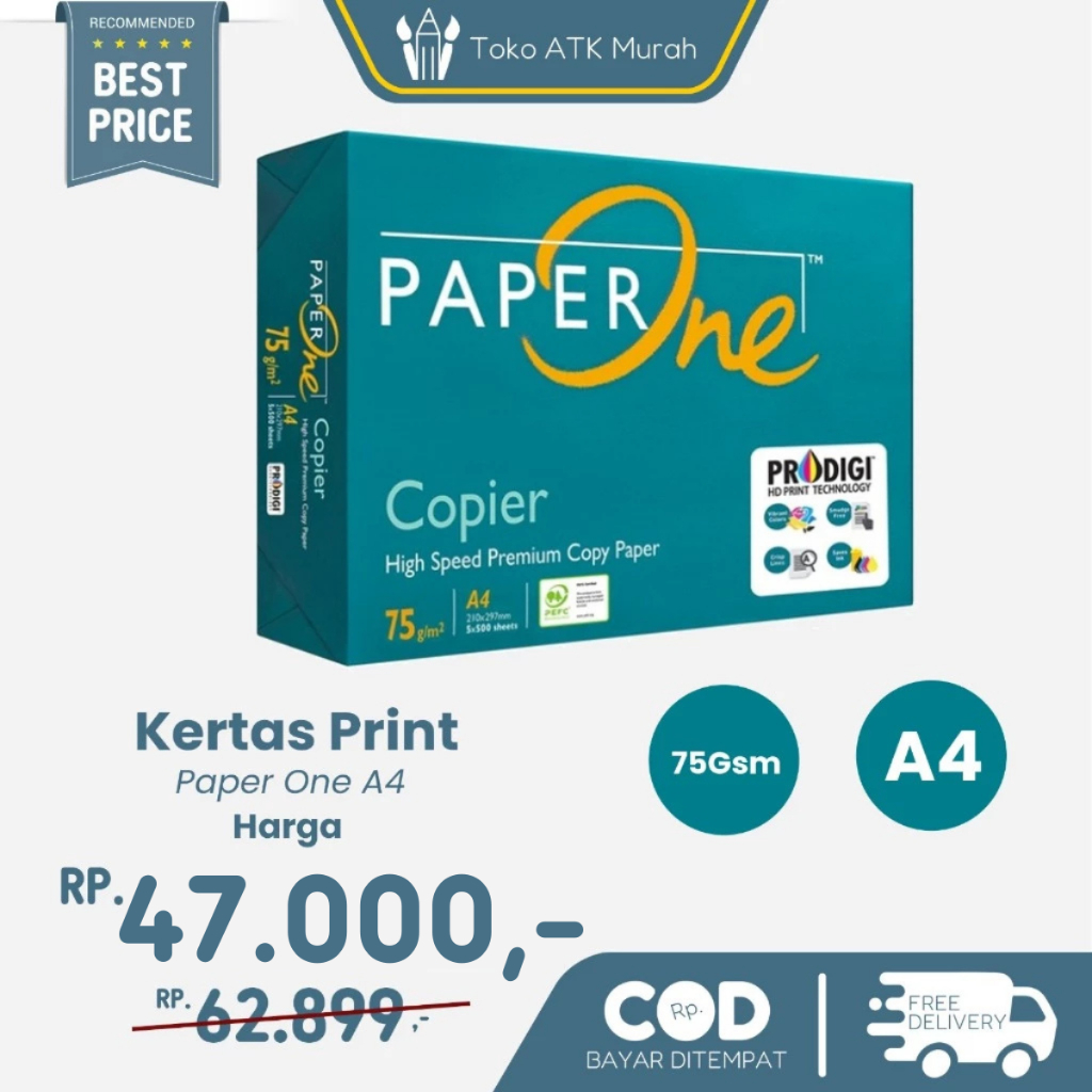 

Kertas HVS A4 75 Gsm Paper One ( 1 Rim Isi 500 Lembar ) - Kertas Fotokopi Print Berkualitas