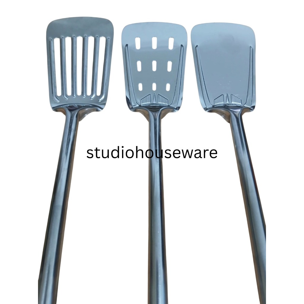 SPATULA STAINLESS / SUTIL FULL STAINLESS / SUTIL BUNTU LUBANG GARIS LUBANG BELLA TEBAL PREMIUM
