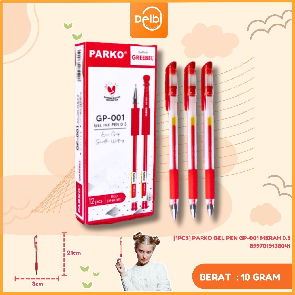 

PARKO PULPEN GEL / Gel Pen GP-001 0.5 Merah 1pcs / Ballpen Gel Ballpoint Bolpen Bolpoin Pena Gel