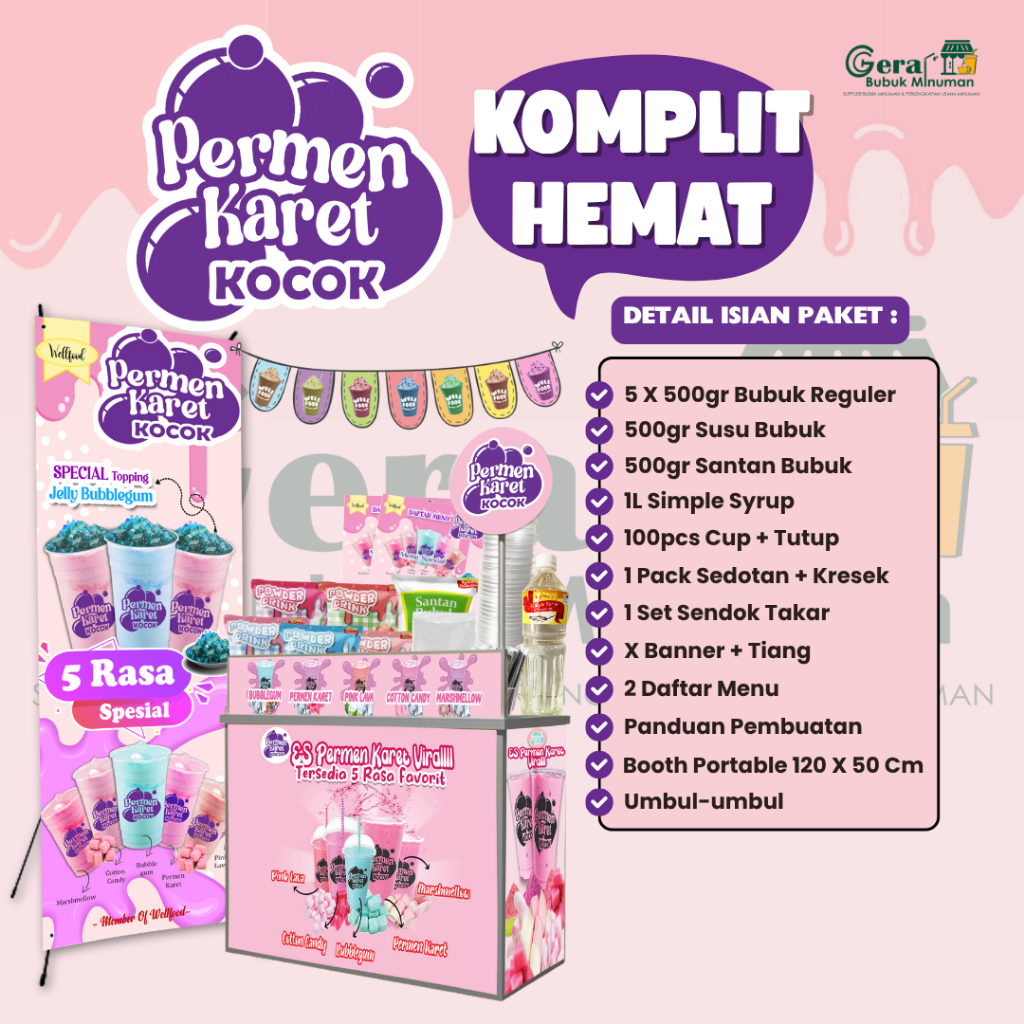 

PAKET USAHA Es Permen Karet - Paket Komplit